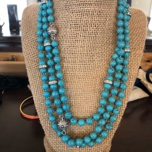 Semi precious turquoise convertible necklace